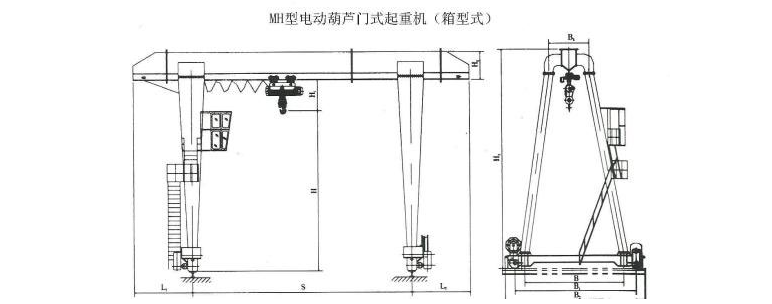 MH型電動(dòng)葫蘆單梁門(mén)式起重機(jī)結(jié)構(gòu)圖