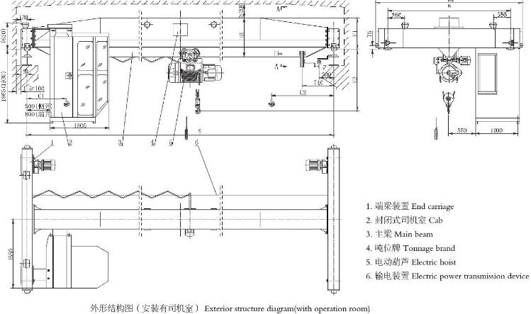 5噸單梁起重機(jī)結(jié)構(gòu)圖